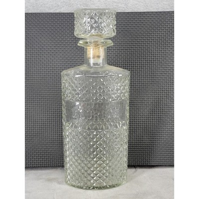 Vintage Bourbon Glass Decanter Diamond Point Pattern Cork Stopper LH-8994 69