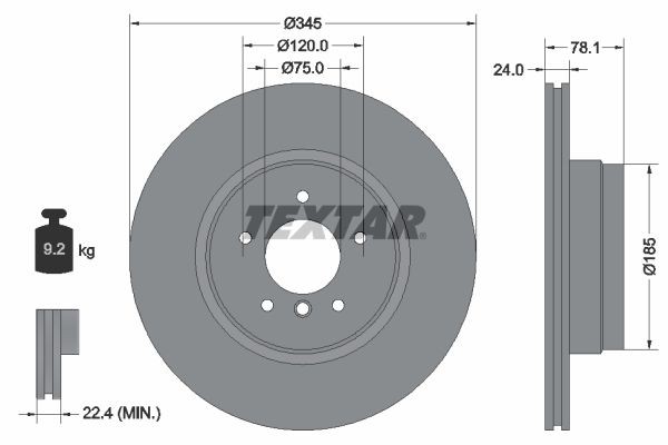 Textar Bremsscheiben Textar Pro+ Ø 345Mm InnenbelüFtet Beschichtet FüR BMW 92161-image