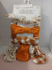MODERN BABY FALL 6 Piece Set Bow Headbands  No Scratch Mittens Set For Baby