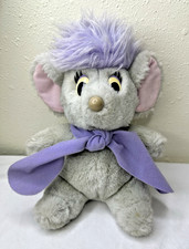 Bianca The Rescuers Disney Plush Mouse Gray Purple Vintage Stuffed Animal 9"