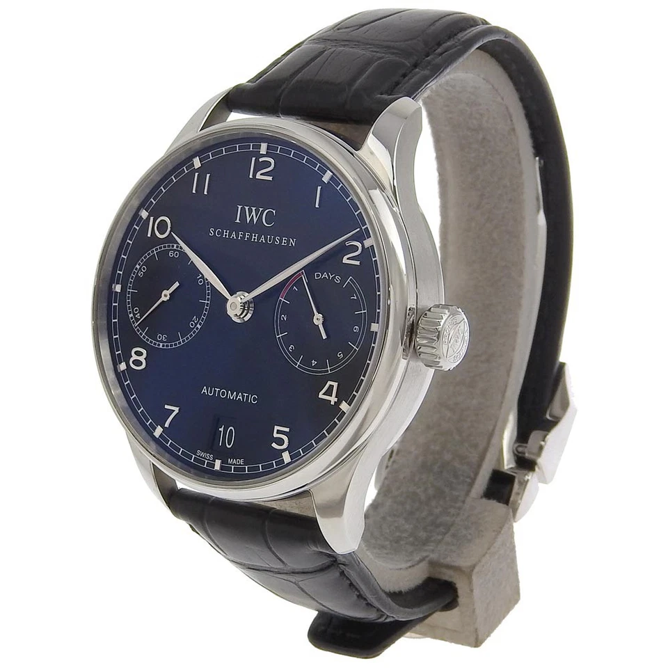 Relojes IWC Portugieser 7 días IW500109 calendario trasero esfera negra acero inoxidable... Foto 2 de 4