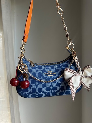Coach CAF82 Denim/Natural Teri Shoulder Bag Signature Denim Outlet