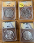 Morgan Dollar $1 Silver Coin Mixed Lot of 4 - ANACS GRADED  - Free Shipping!