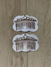 New 2 Piece Rhinestone Jewel Rose Gold Hair Comb Insert - Tiara Bridal Crown