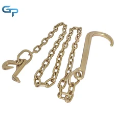 Grade 70 Tow Chain 15" J Hook Mini Recovery Wrecker Axle 5/16 x 6 FT