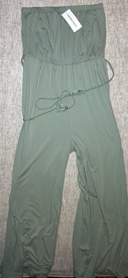 NWT Streetwear Society Jumpsuit Womens Large Green Smock Strapless Romper Party