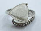 Vintage Sterling Silver White Topaz & Rutilated Quartz Ring Size K