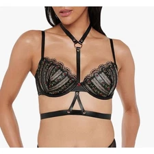 Accessories Renaissance Rose Body Harness Caviar XL 1X Black Leather