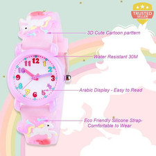 Kids 3D Cartoon Watch Waterproof Silicone Strap Toddler Boys Girls Gift