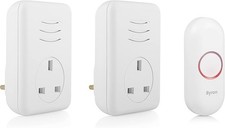 Byron Wireless Doorbell Set, 2 x Plug-Through Chimes, 150m Range, 16 Melodies