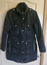 Cole Haan Down Feather Anorak Puffer Coat - Medium Black Gold, Double Zipper
