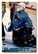 Wade Flaherty 1995-96 Collector's Choice Auto RC #97 San Jose Sharks