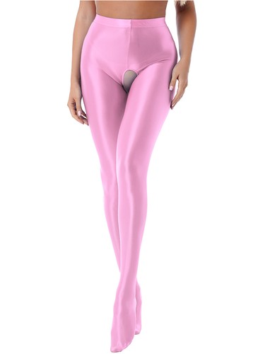 Collant donna alto elasticizzato lucido olio collant traslucido calza sexy scintillante - Foto 55 di 117
