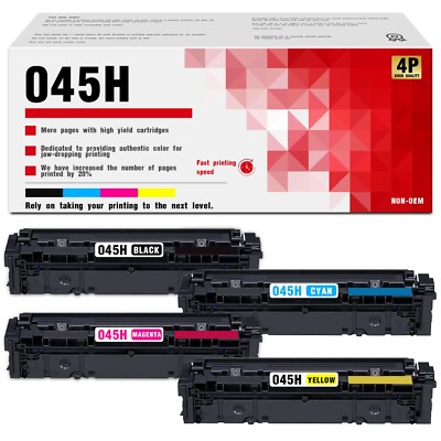 Compatible 045 045H Toner Cartridge for Canon LBP611C MF634Cdw (4-Pack)