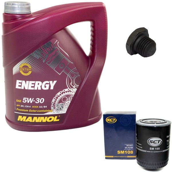 MotoröL ÖLfilter SM108 5W30 4 Liter + ÖLablassschraube FüR Opel Omega A Caravan-image