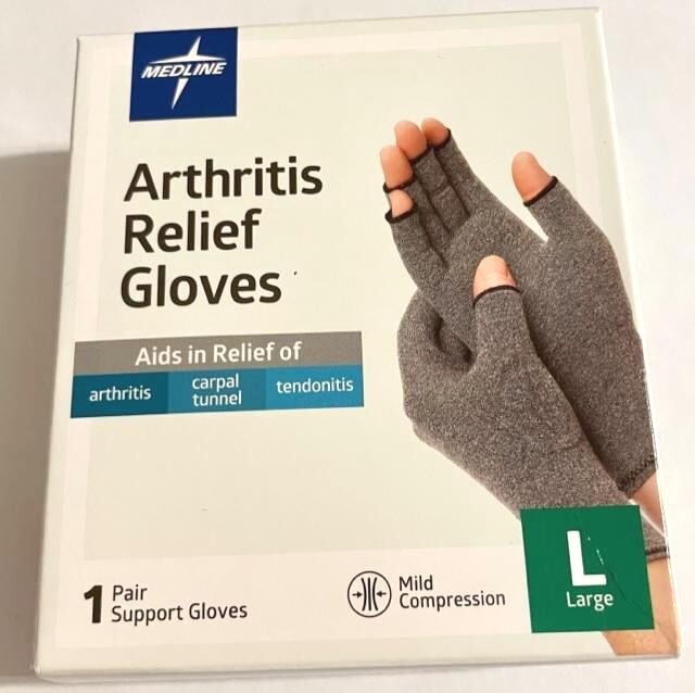 MEDLINE Arthritis Relief Gloves 1 pair Support Gloves size LARGE 