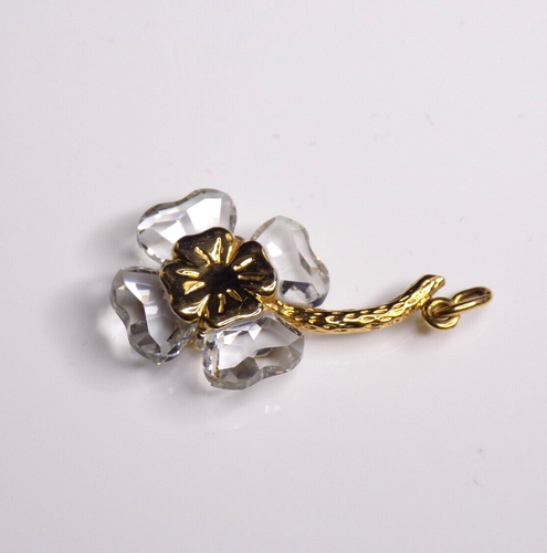 Vintage Swarovski Crystal Memories Pendant Only Clear Clover Flower Gold-tone - Picture 2 of 5