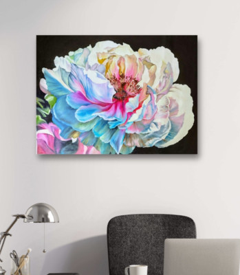 Peonies oil painting original large botanica painting by artist peony peoni