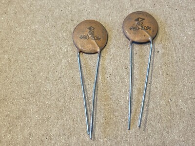 2 NOS Vintage 1970s CRL .02 uf 100v Ceramic Disk Guitar Tone Capacitors (Qty)