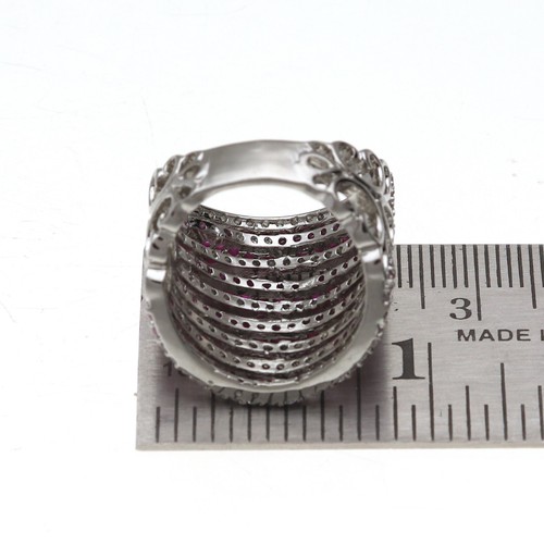 Elegant Mehrfarbig Mit Weiß Cz Multiband Ring IN Silberfarben - 7 Reihen Design - Bild 22 von 70