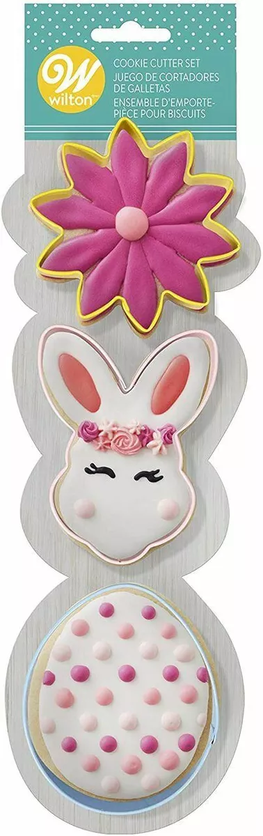 Wilton Easter Flower Bunny Egg Metal Cookie Cutter Set 3 pc