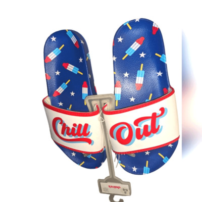 Claire's Chill Out red white and blue popsicle sandal slides NWT