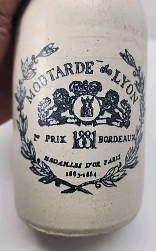 Late 1881s MOUTARDE de LYON 7" crock jar Paris - Picture 10 of 13