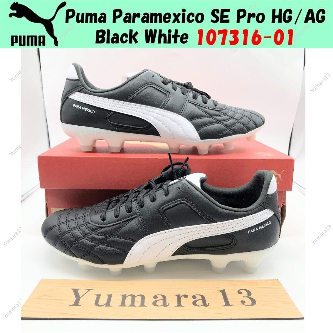 Puma Paramexico SE Pro HG/AG Black White 107316-01 Men's Puma Paramexico SE Pro HG/AG Black White 107316-01 Men's