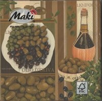 20 St. Servietten Maki 33X33Cm Oliven Vintage/Retro Landhaus Tischdeko