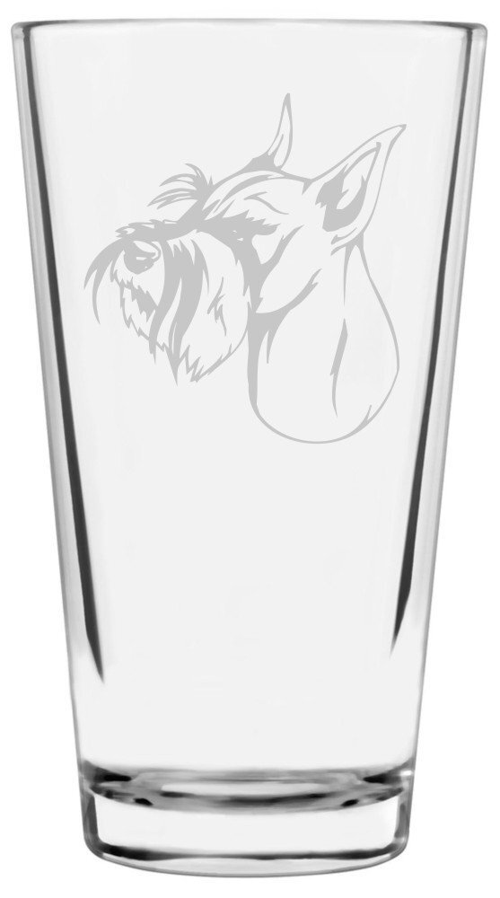 Standard Schnauzer Dog Themed Etched All Purpose 16oz Pint Glass