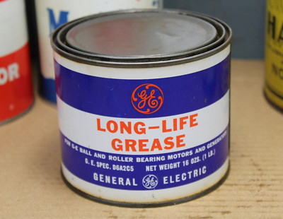 NEAR MINT * dated 1940 GENERAL ELECTRIC GE 1 lb.  MOTOR GREASE Old Tin Oil Can