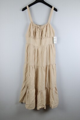 INC Womens Tiered Tea-Length Halter Dress Tan 12 INC Womens Tiered Tea-Length Halter Dress Tan 12