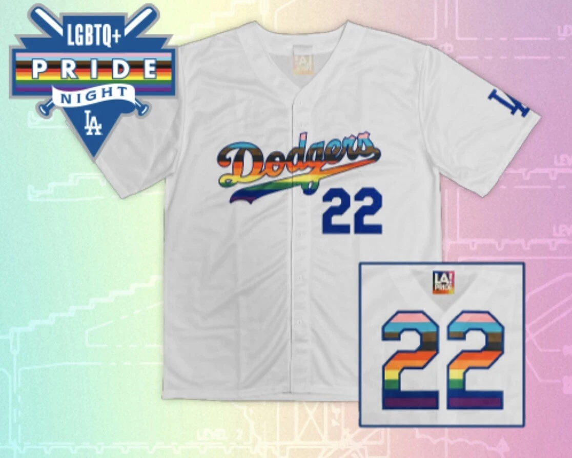 LA Dodgers, Pride Night LGBTQ+ Jersey, 06/03/22 SGA, Adult Med, Free Pride  Shirt