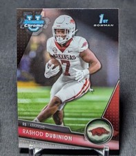 Rashod Dubinion 1st Rookie RC 2023 Bowman Chrome University Card #17 Arkansas