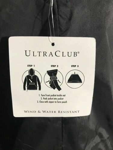 Men's Ultra Club 1/4 Zip Packaway Jacket Rain Nylon NEW Medium NAVY BLUE - Picture 8 of 9