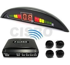 LIGHT BLUE CISBO WIRELESS CAR REVERSING PARKING SENSORS 4 SENSOR KIT LED DISPLAY
