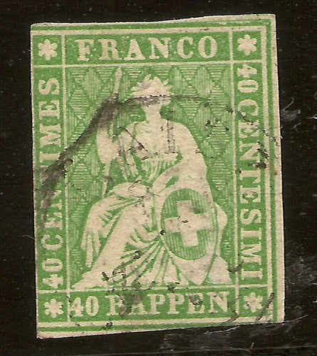 SUIZA Yvert 30 (º) 40 Céntimos Verde 1854/1862 NL915 - Foto 3 di 4
