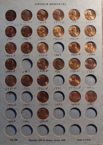 1909-2000 LINCOLN CENTS 127 DIFFERENT PENNIES IN VINTAGE DANSCO COIN FOLDER #75 - Picture 6 of 6