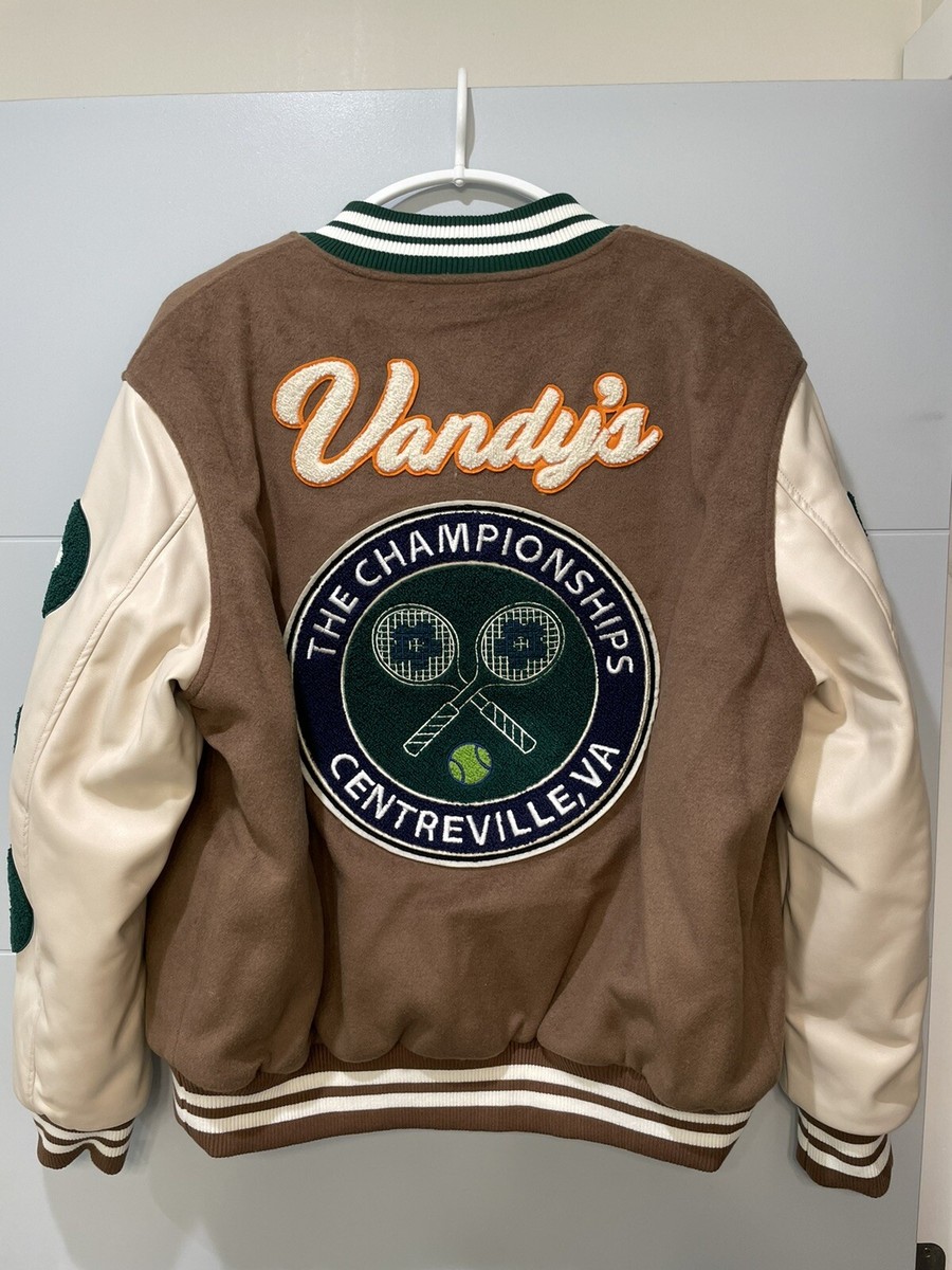 Vandy The Pink - Varsity Jacket VTP Tennis Brown Tan Patches Vandy The Pink - Varsity Jacket VTP Tennis Brown Tan Patches