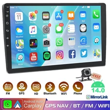 10.1" Android 14 For Apple Carplay Car Stereo Radio GPS Navi WiFi 2 Din + Camera