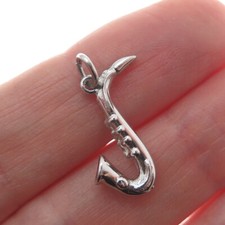 925 Sterling Silver Vintage Saxophone Minimalist 3D Charm Pendant