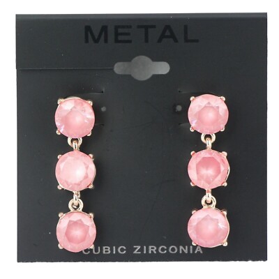 Kohl's Metal Earrings Tier Pink Cubic Zirconia Dangles