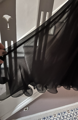 Frank Usher Chiffonrock fließend Rüschensaum Damen schwarz Midi fließend UK 12 - Bild 4 von 9