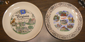 2 Virginia state Collector Souvenir Plates VINTAGE 9 3/8" & 9.25"  Bright colors