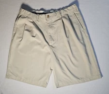 Pro Tour Shorts Mens Size 38  Khaki Light Tan Pleated Golf Chino Polyester