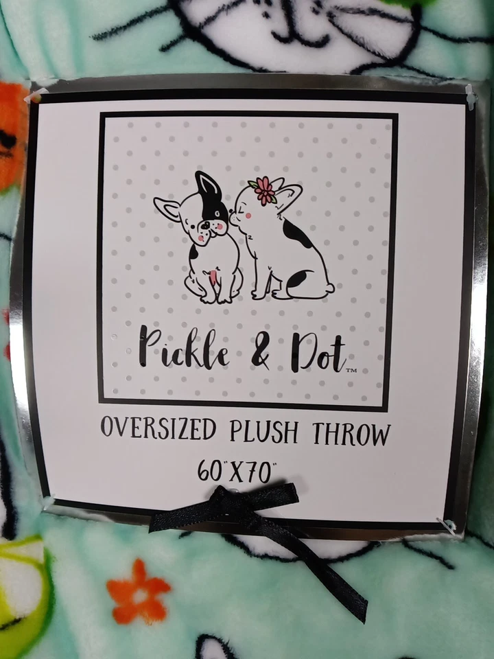 NUEVO CON ETIQUETAS Pickle & Dot Cat Gran Tamaño Peluche Lanzamiento Gato Loco Dama Divertida Manta 60 x 70 Foto 3 de 4