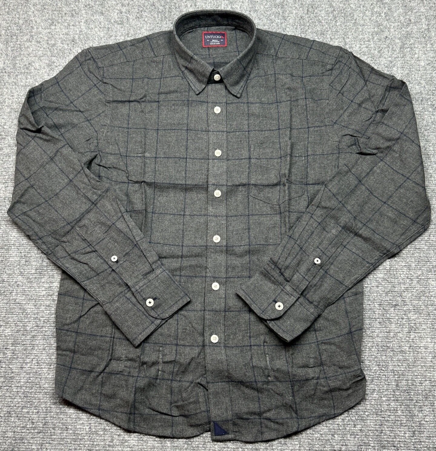 UNTUCKit Angelus Shirt Mens S Reg Fit Gray Window Pane Long Sleeve Button Up New