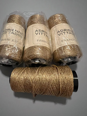 ADRIENNE VITTADINI - 4 SKEINS OF FRANCESCA GOLD, 1 SKEIN OF CARINA RED  VINTAGE