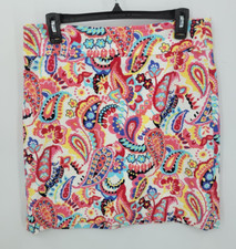 Talbots Skirt Womens 8 Colorful Paisley Artsy Boho Summer Cotton Stretch Casual