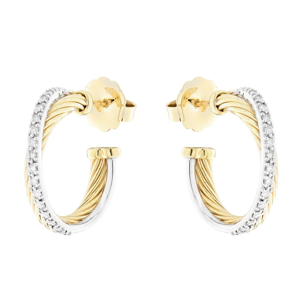 Pendientes tipo argolla de diamantes cruzados David Yurman Foto 2 de 4